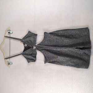 H&M Divided Cutout Bodycon Sleeveless Silver Metallic‎ Sparkly Romper Size M